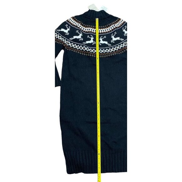 Barbour Sz 4 Sweater Dress Kingsbury Knit Black Reindeer Midi Classic Cozy New - Picture 8 of 12